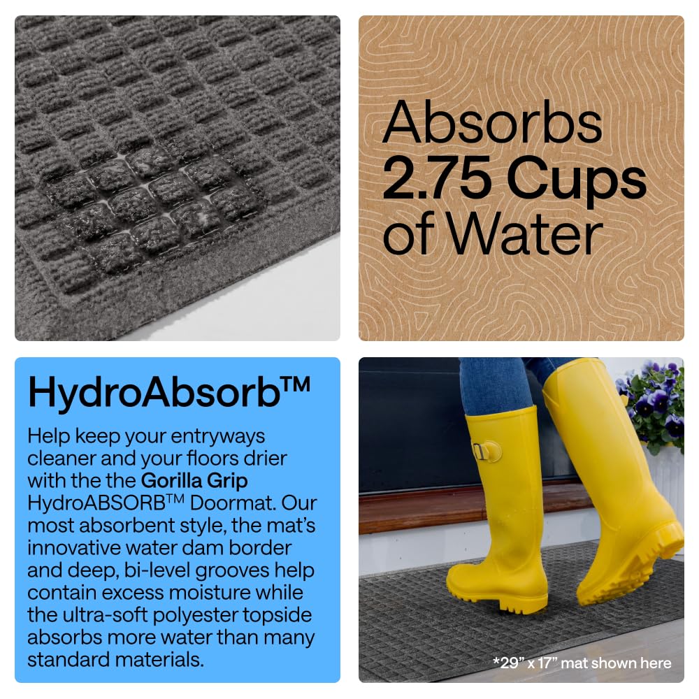 Side view showing GORILLA GRIP HydroABSORB Door Mat low profile design