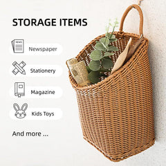 Side view showing the handmade details of the Quincry Wicker Basket
