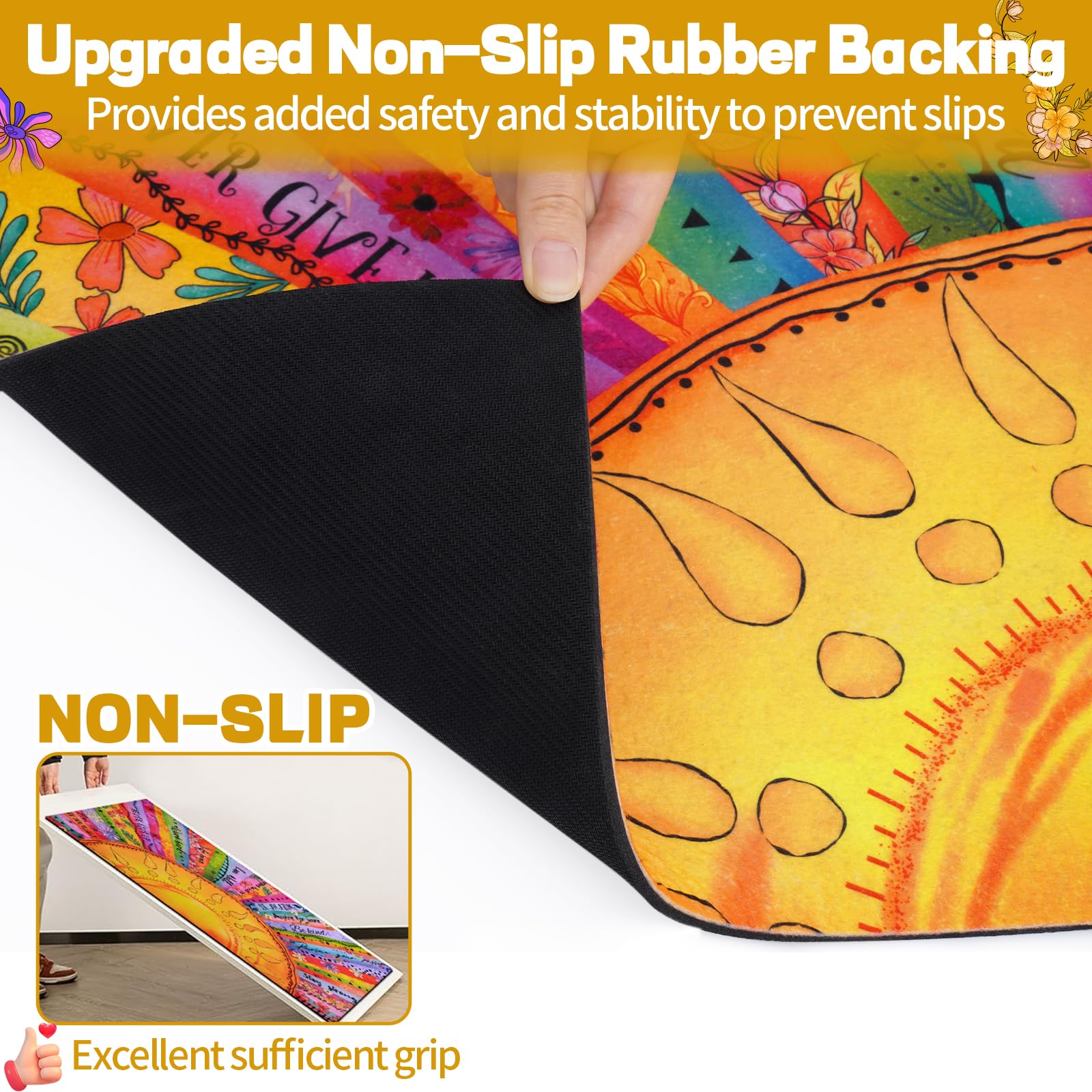 Side view showing the thickness and non-slip backing of the door mat