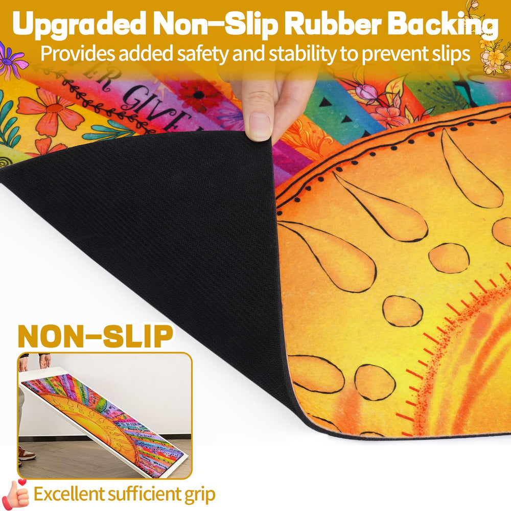 Side view showing the thickness and non-slip backing of the door mat