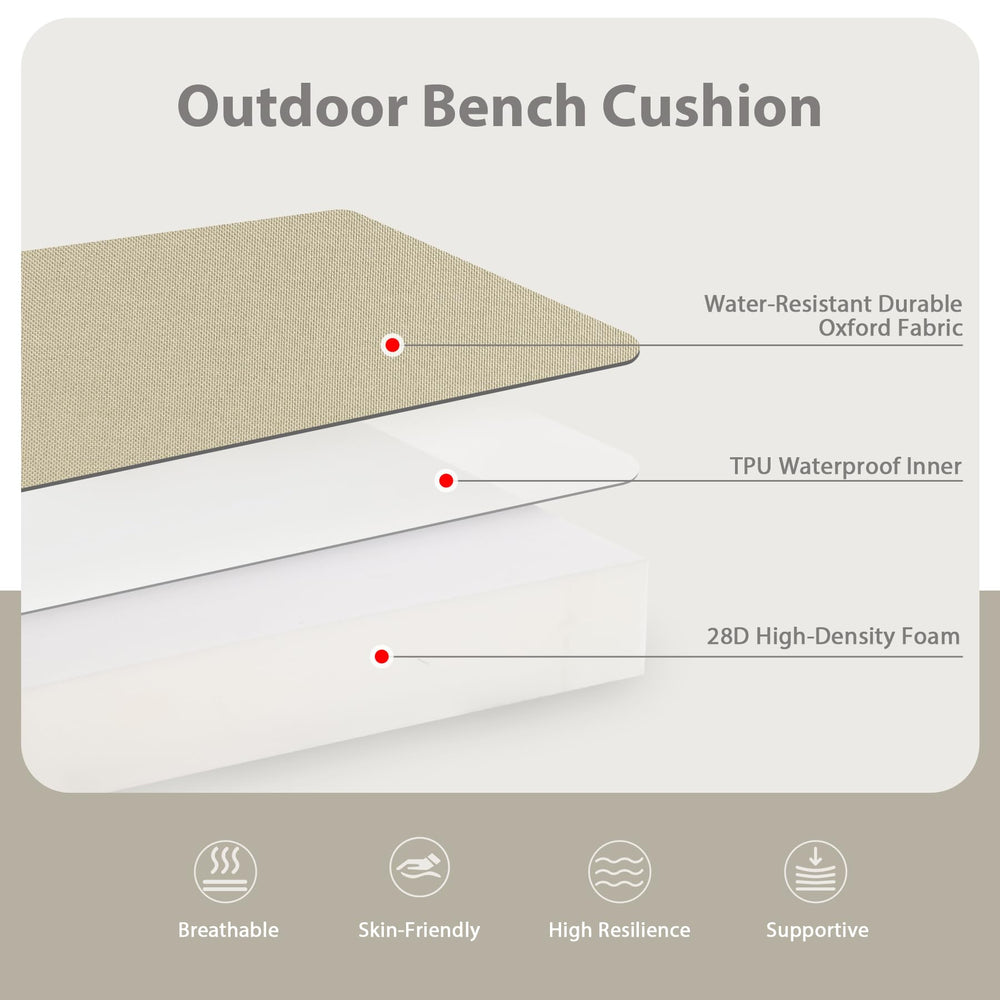 Side view showing thickness of Favoyard 48 x 18 inch cushion