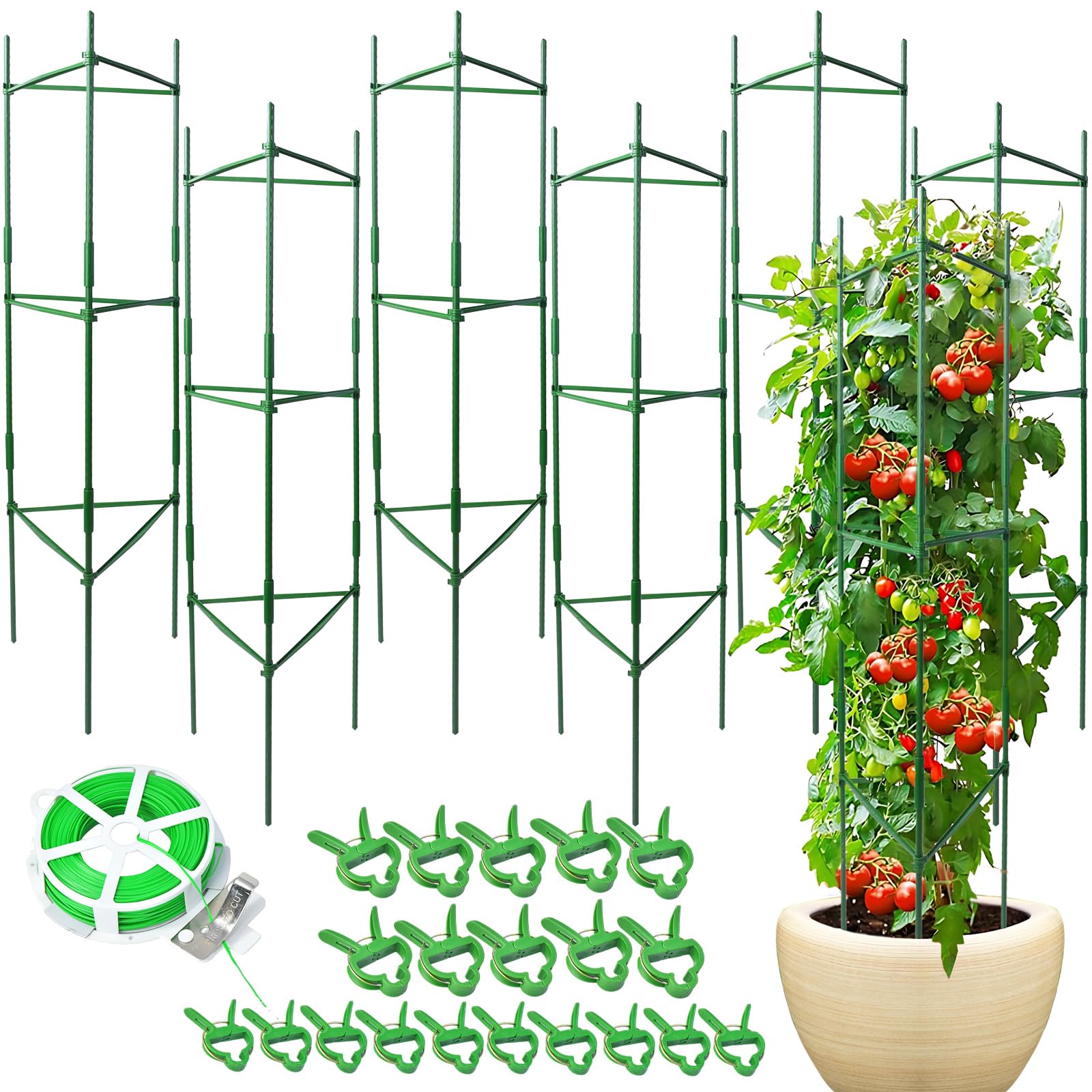 Sidefusi tomato cage 48-inch height with green coating