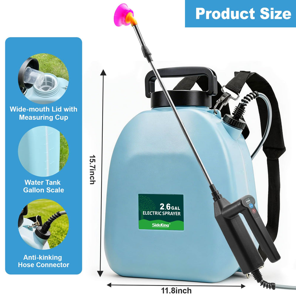 SideKing 2.6 Gallon Sprayer showing clear tank scale
