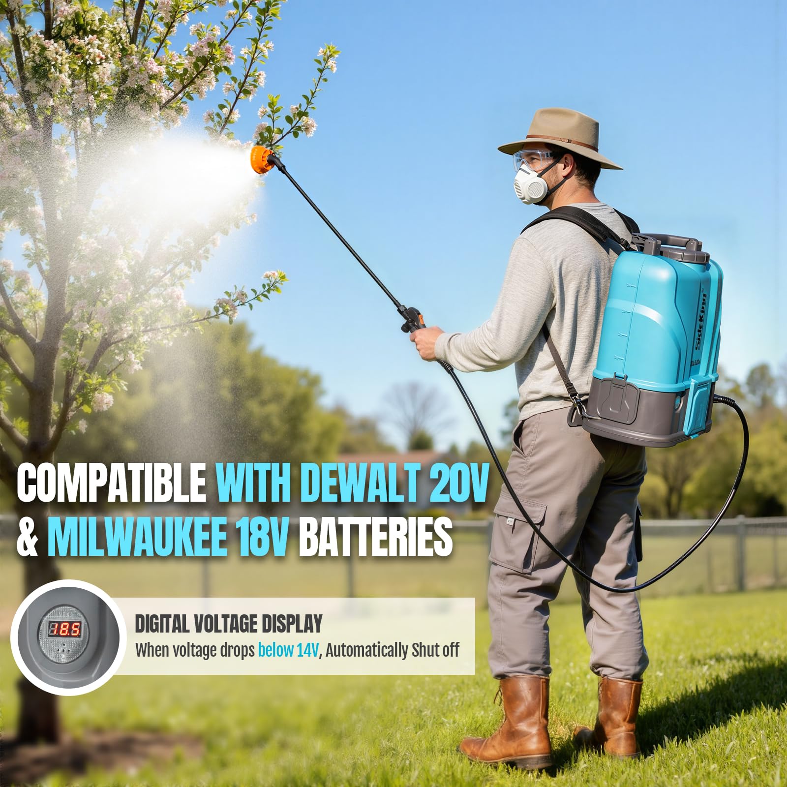 SideKing 5.2 Gallon sprayer with 20V battery and charger