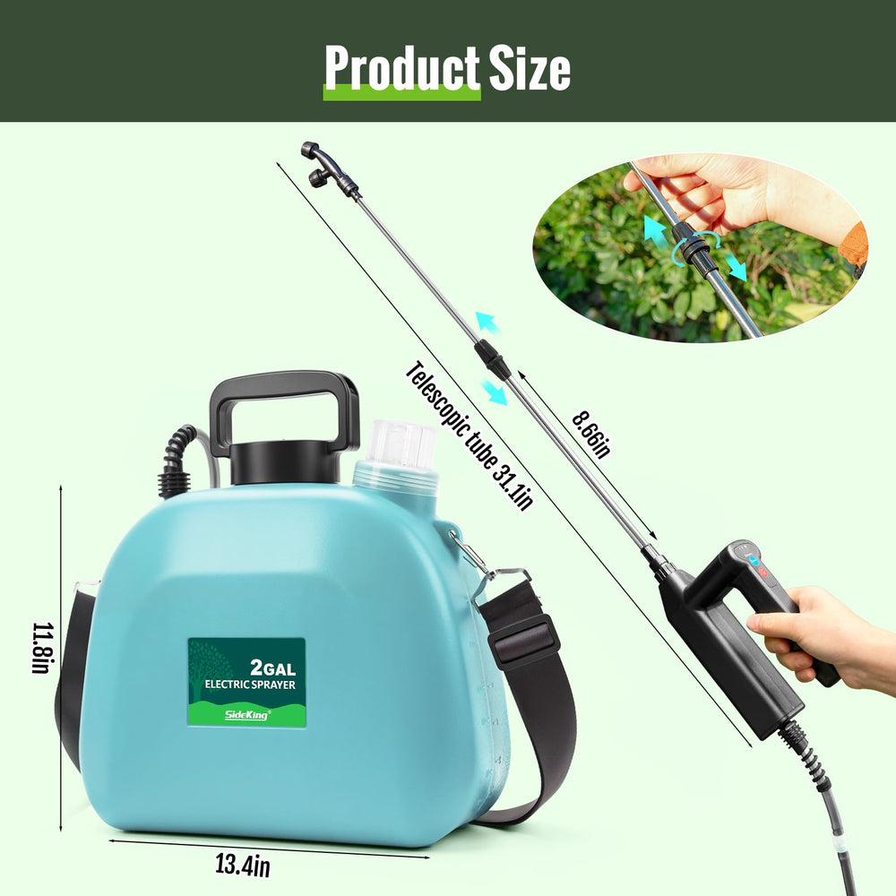 SideKing Battery Powered Sprayer 2 Gallon blue colour close-up