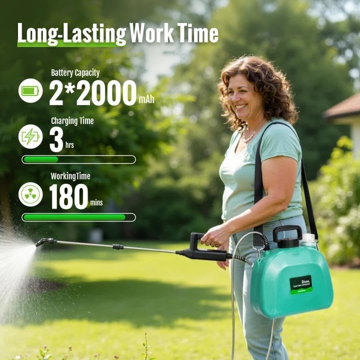 SideKing sprayer in use, spraying garden plants