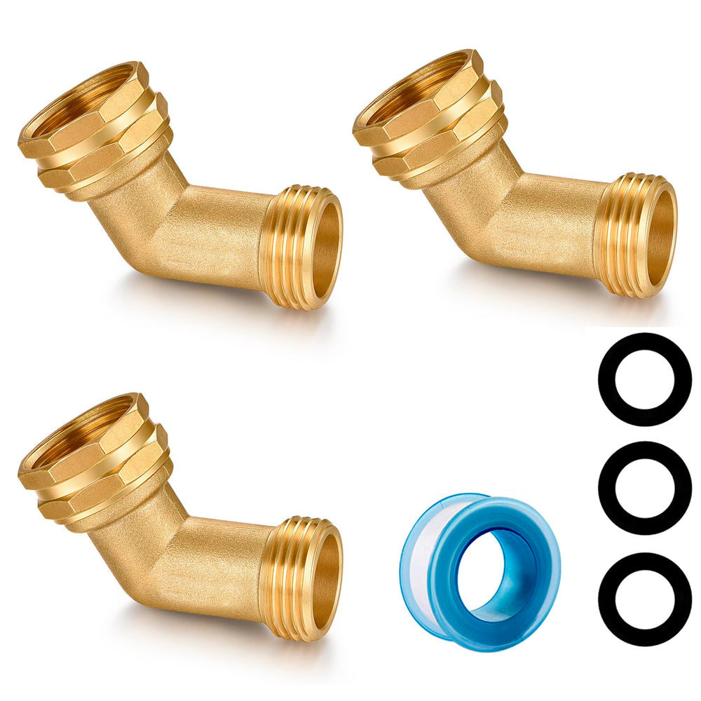 SIGURANTA 45-degree garden hose elbow brass adapter front view