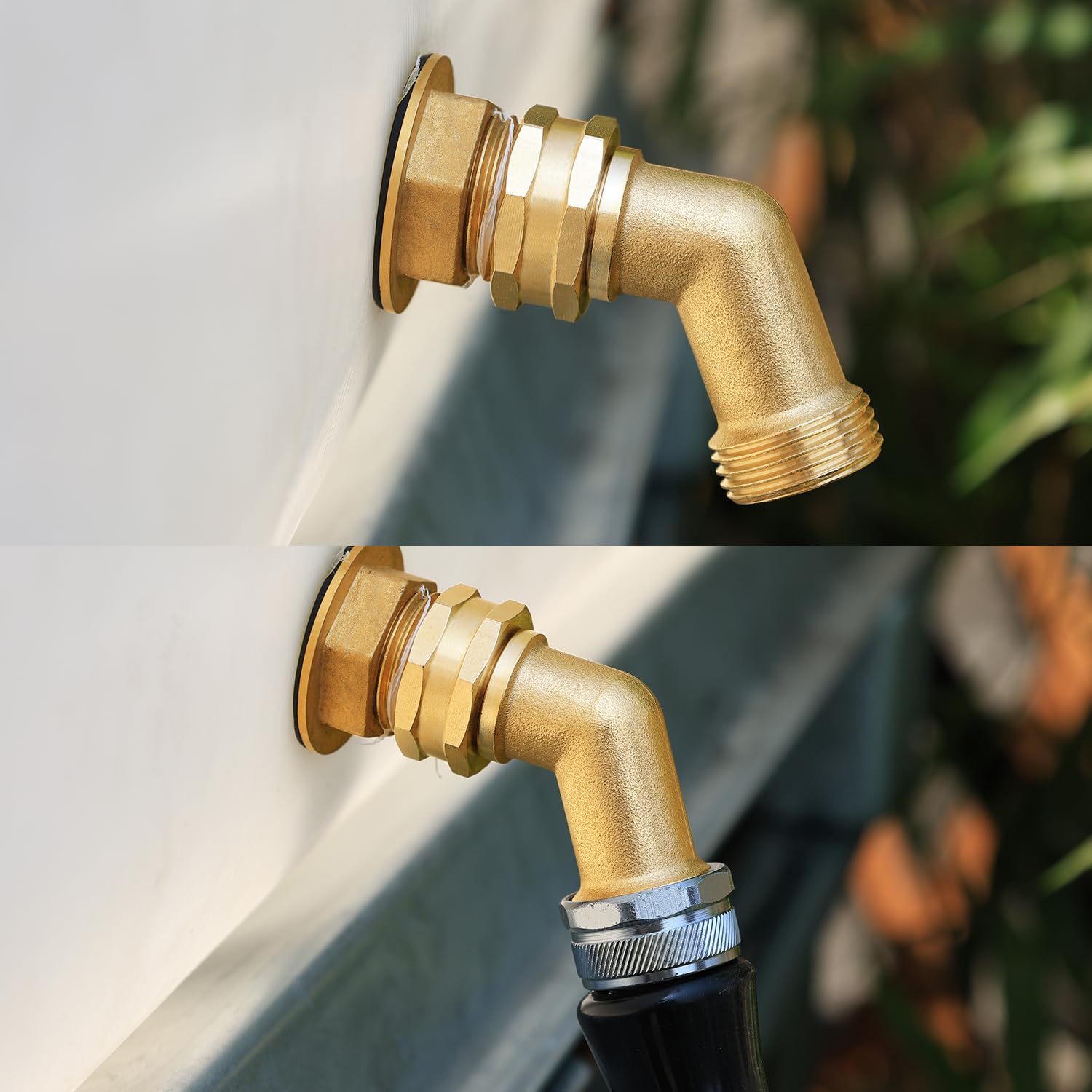 SIGURANTA garden hose elbow close-up showing quality brass