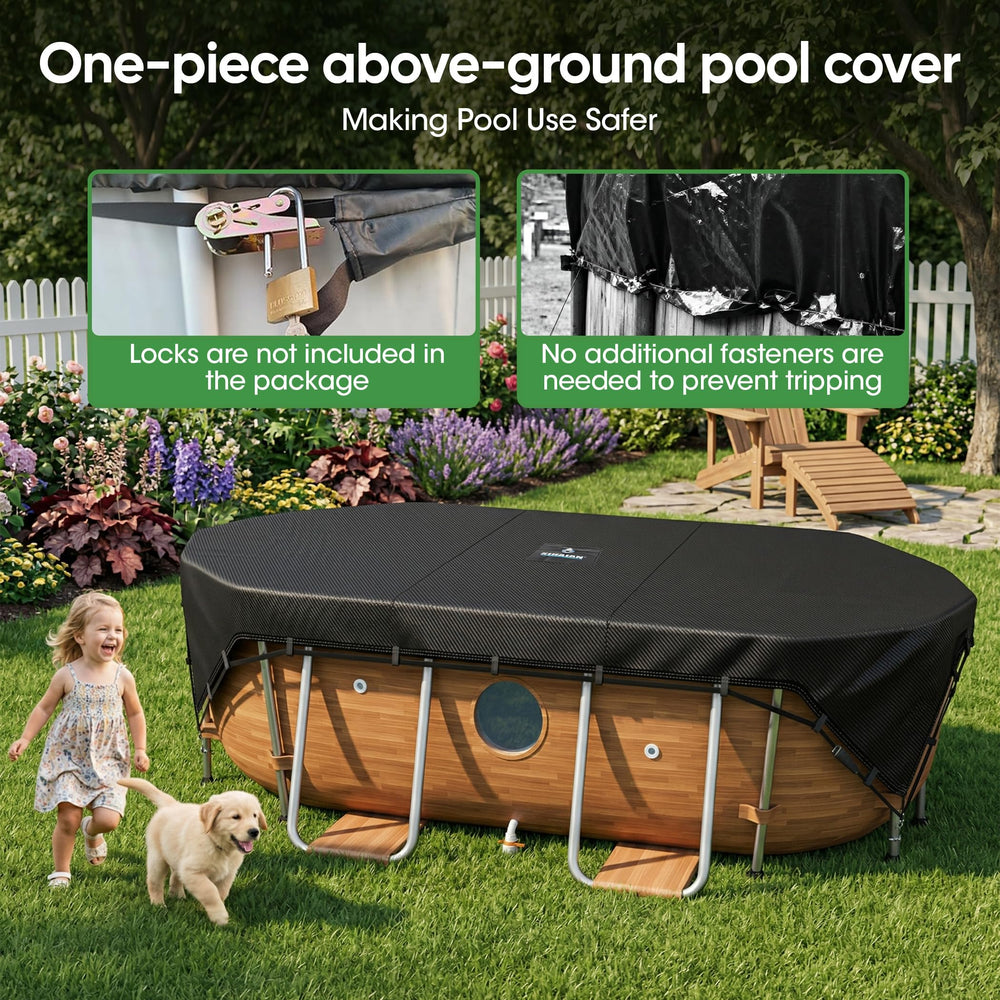 SIHAIAN 12x21Ft Oval Pool Cover displayed on pool