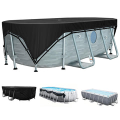 SIHAIAN 12x21Ft Oval Pool Cover front view with black fabric