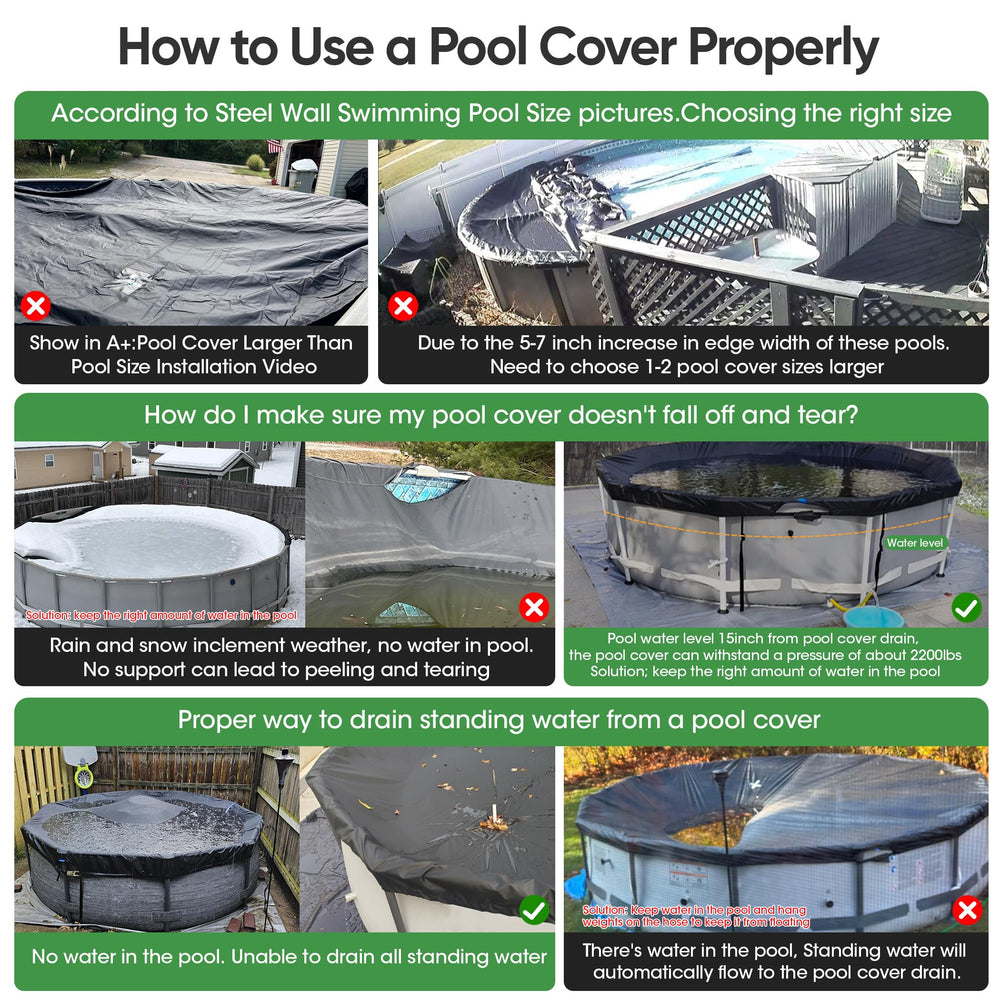 SIHAIAN 14 Ft Round Pool Cover colour and size specifications