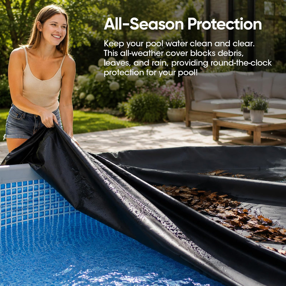 SIHAIAN 20Ft Round Pool Cover in outdoor setting
