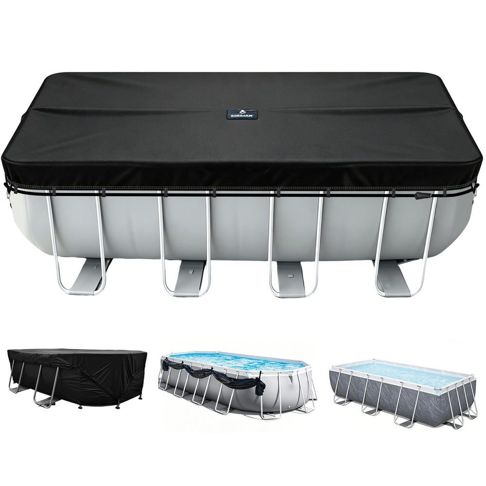 SIHAIAN 9x18Ft pool cover front view in black