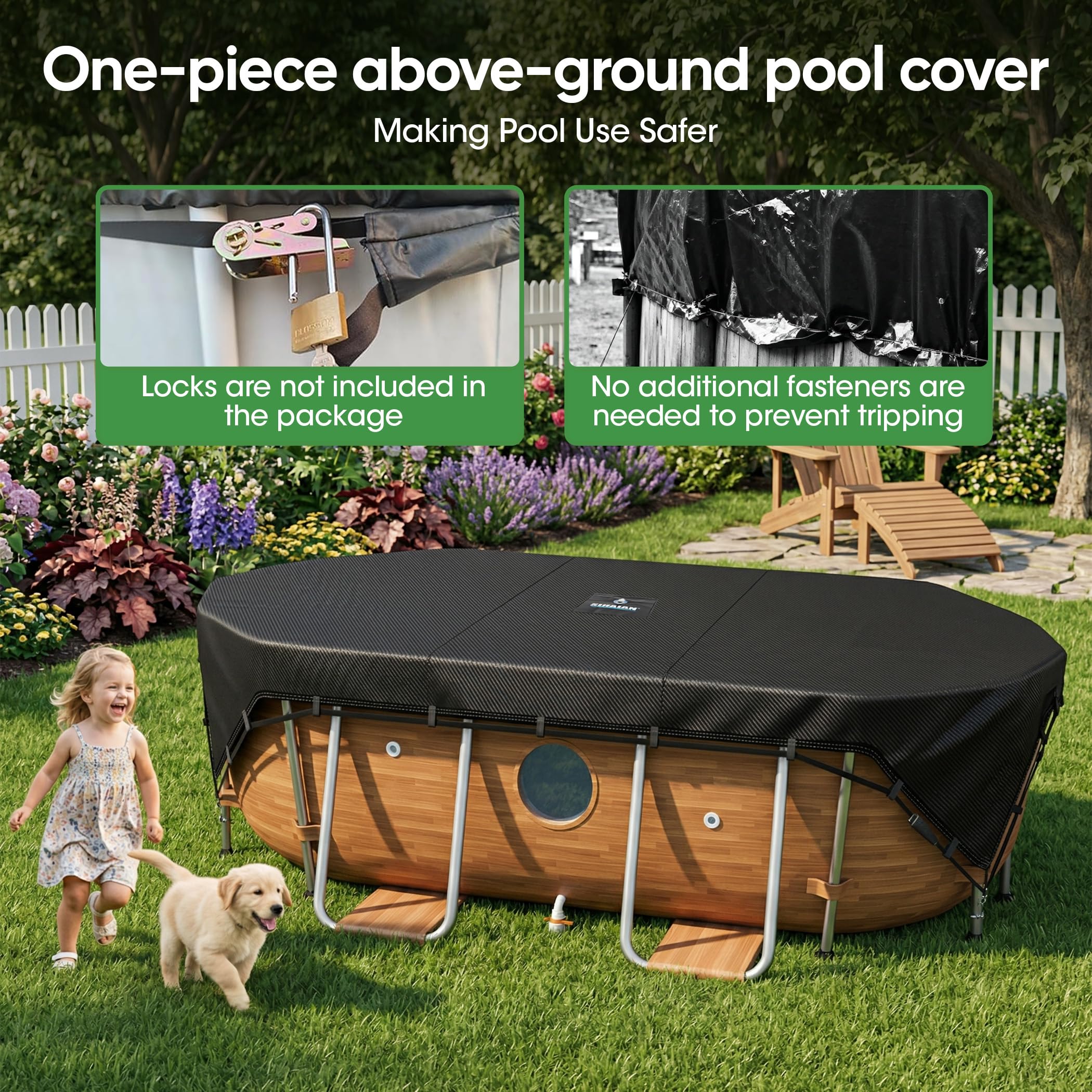 SIHAIAN oval pool cover with openable drain feature