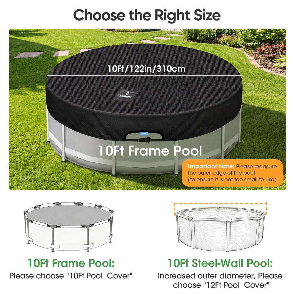 SIHAIAN pool cover installed on a round pool