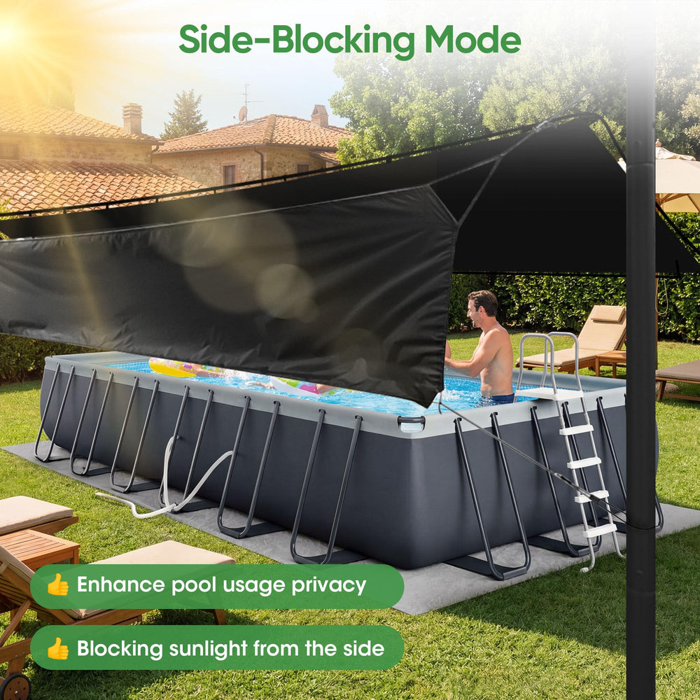 SIHAIAN pool cover laid over a rectangular pool