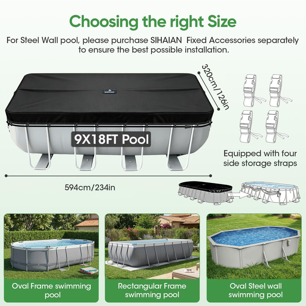 SIHAIAN pool cover showing built-in drainage system