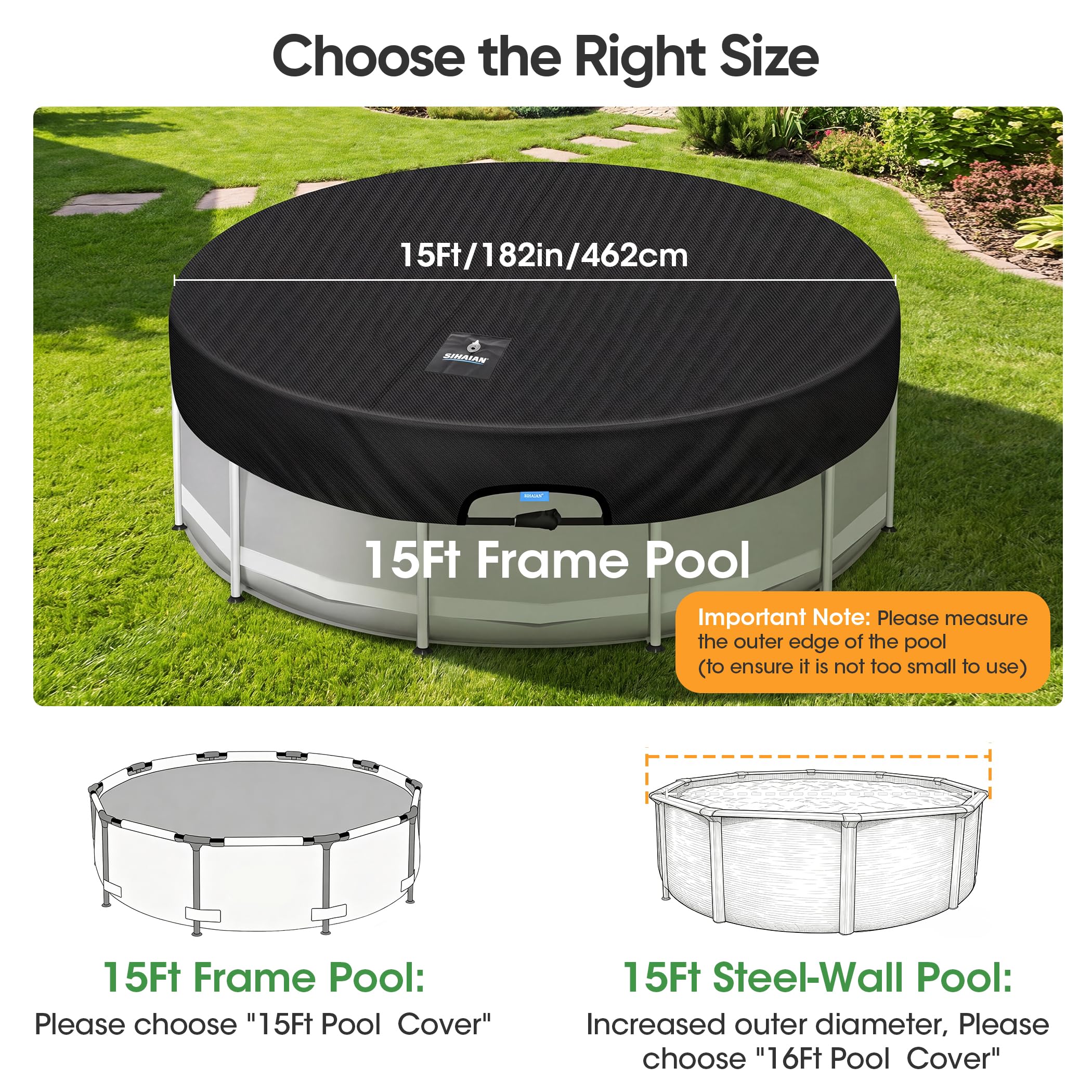 SIHAIAN pool cover with automatic drainage feature