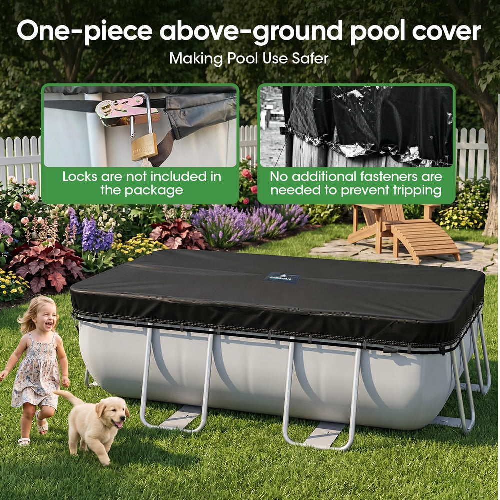 SIHAIAN pool cover with locking slots for safety