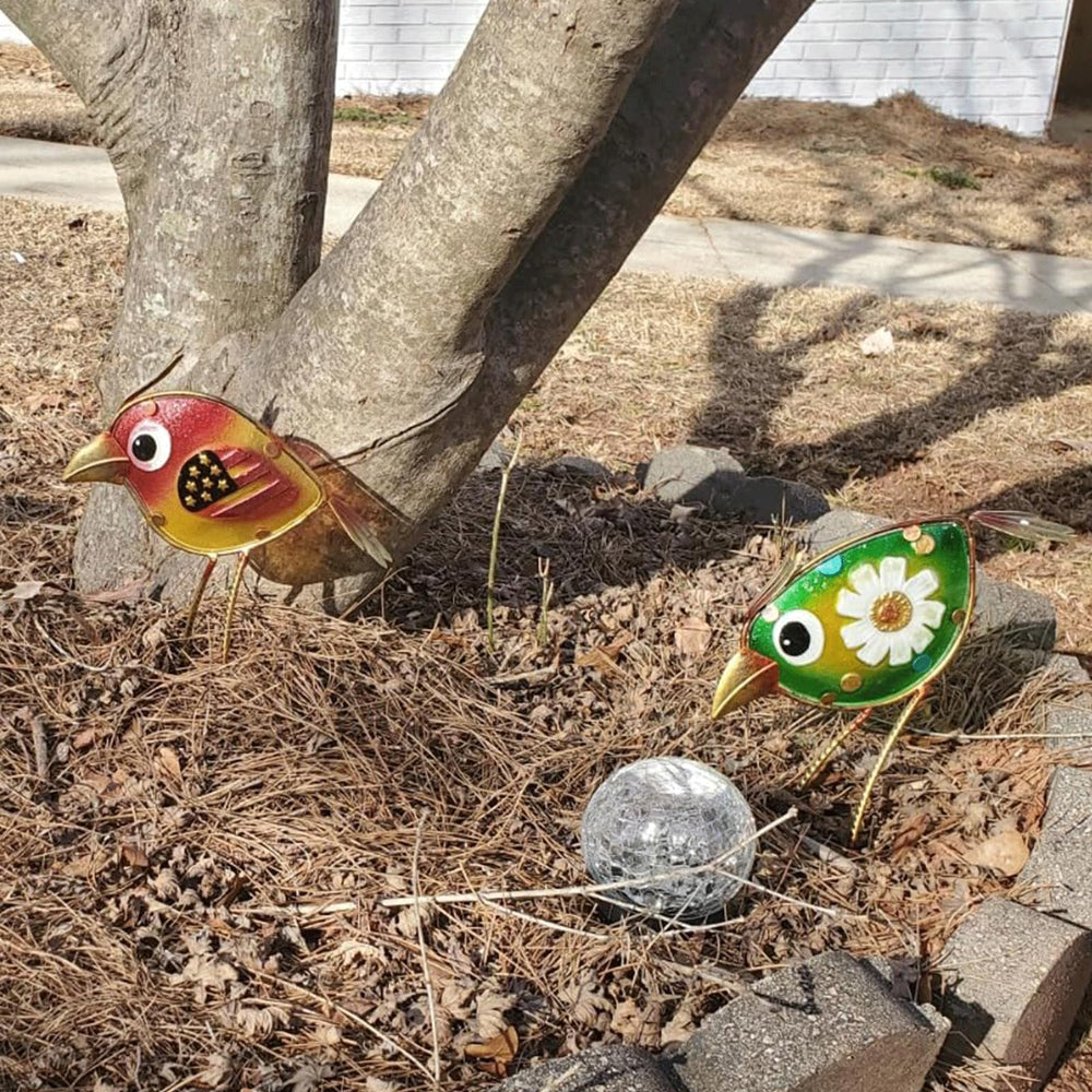 SILERUR set of three colorful garden birds