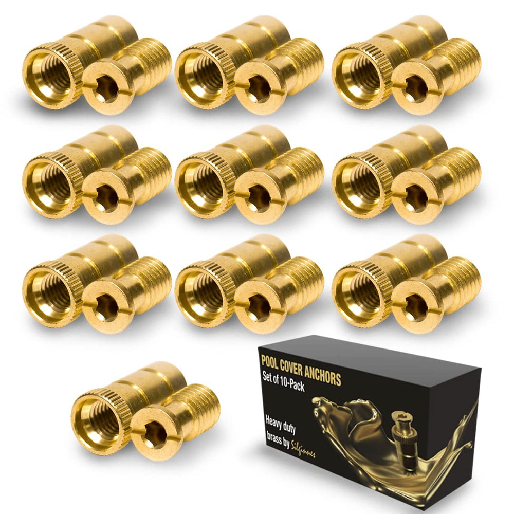 Silginnes Brass Pool Cover Anchor front view with screw bolt