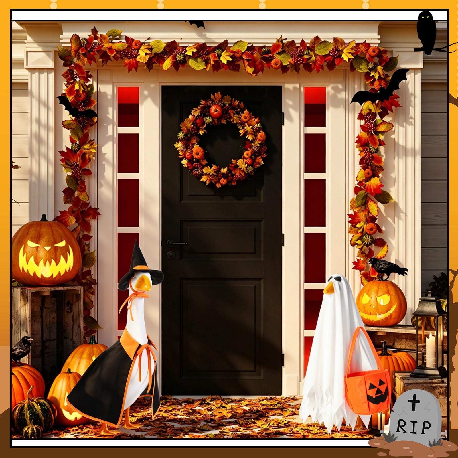 Silicherry Halloween Goose Outfit in vibrant white and orange colours