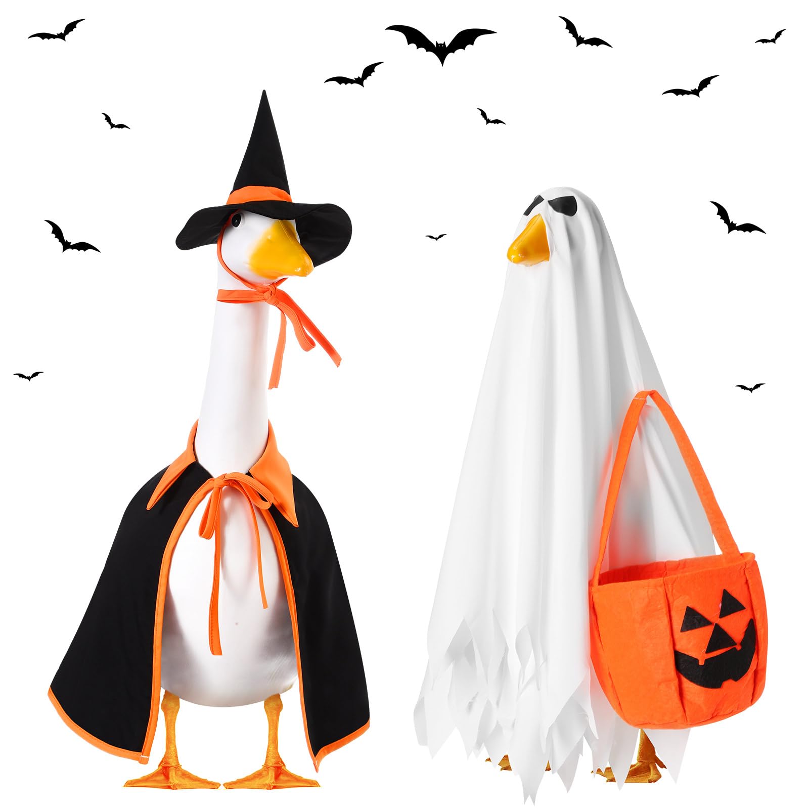 Silicherry Halloween Goose Outfit Set featuring ghost and witch designs
