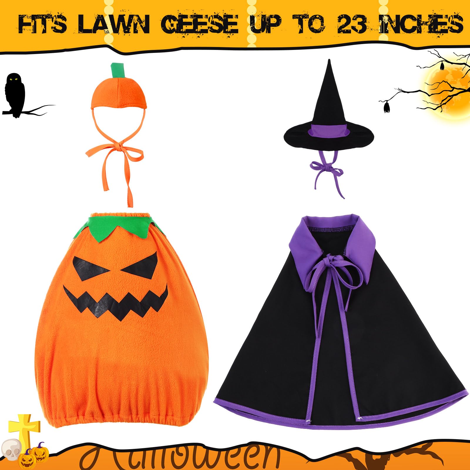 Silicherry Halloween Goose Outfit with Pumpkin Cape and Hat