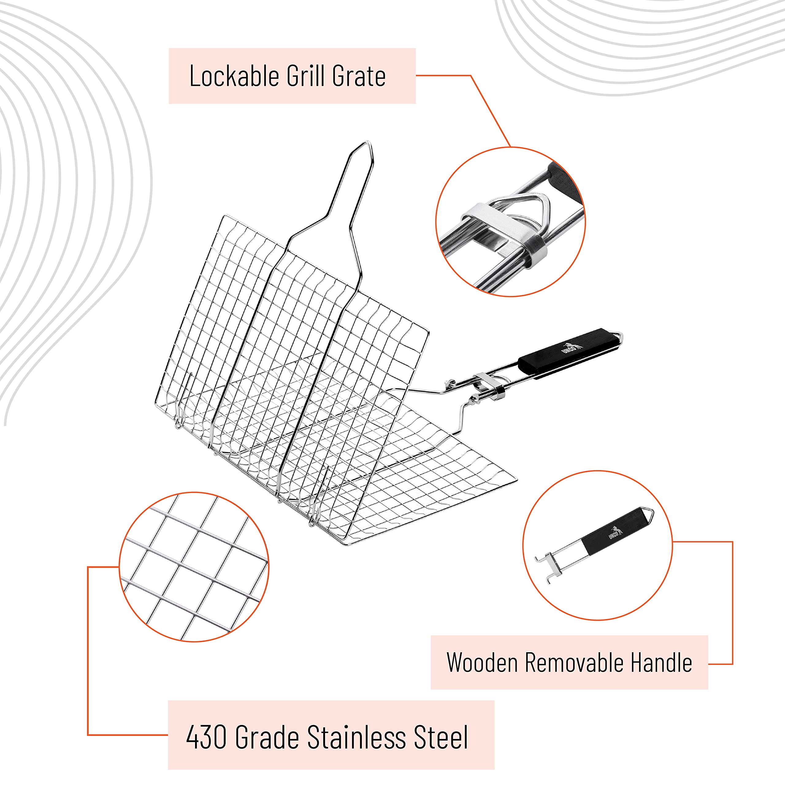 Silicone brush included with UNCO BBQ Grill Basket