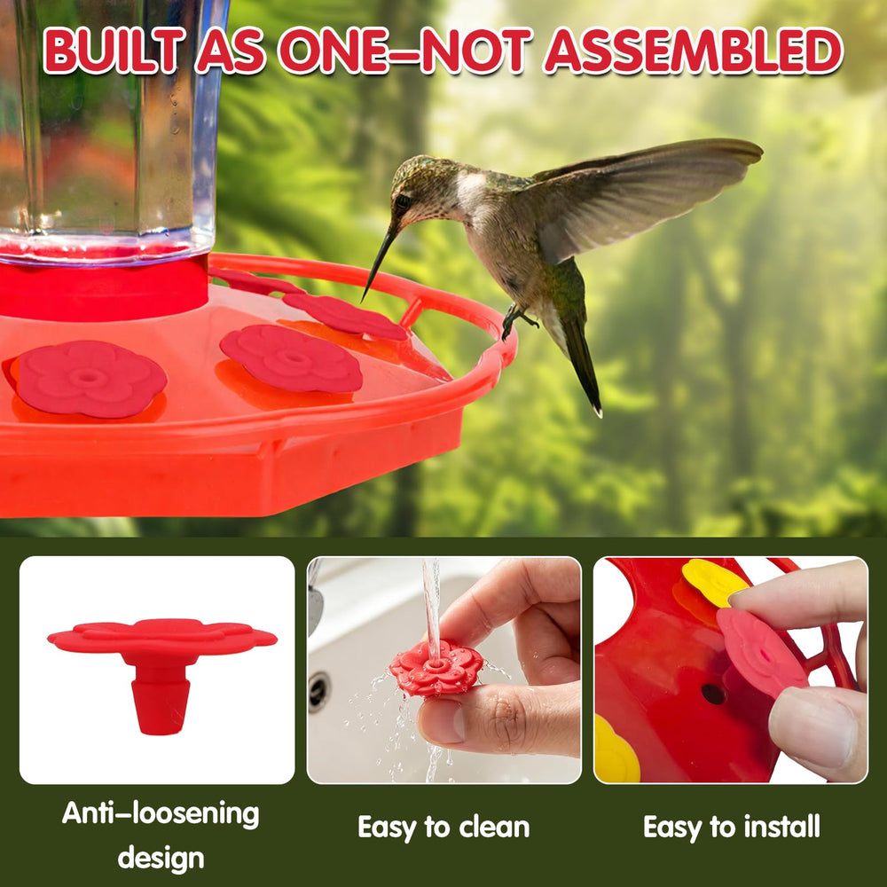 Silicone feeding port demonstrating easy nectar access for hummingbirds