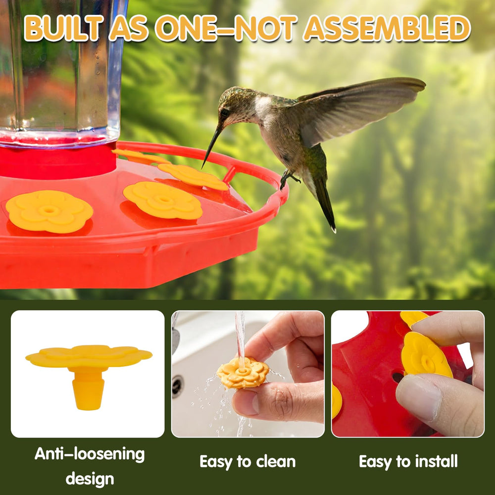 Silicone hummingbird feeder flower in a natural garden setting