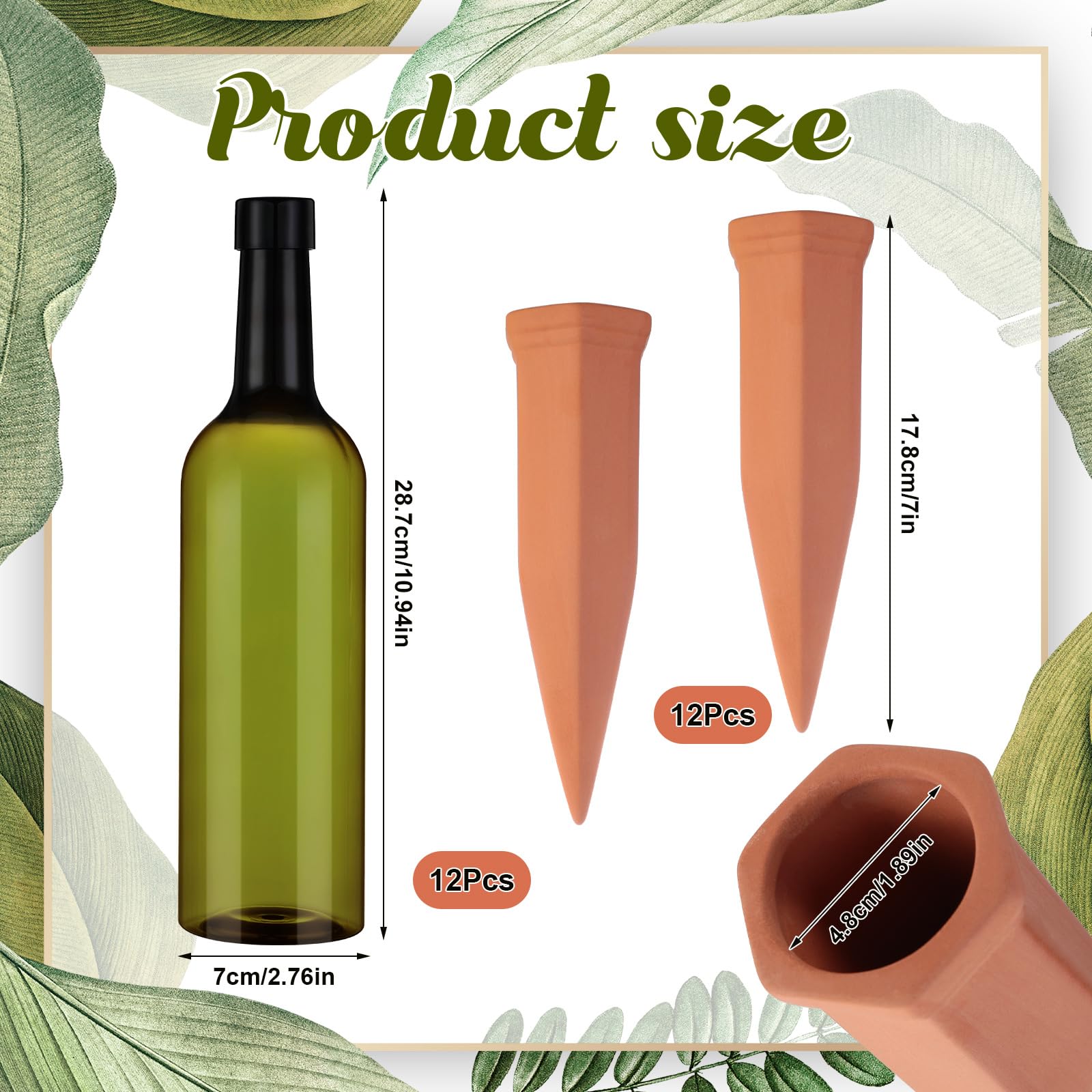 SiliFine Terracotta Watering Spike with green bottle