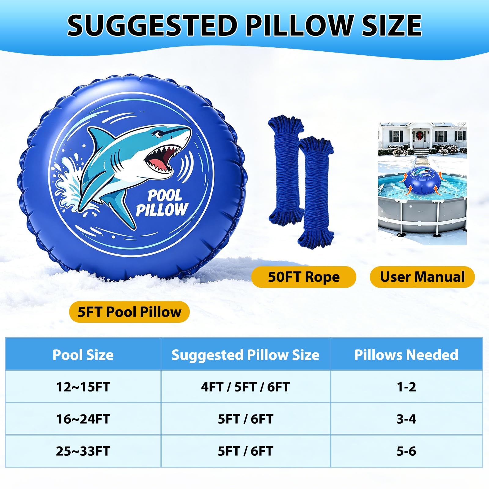 Silvonte 5 ft Pool Cover Pillow with fixing rope