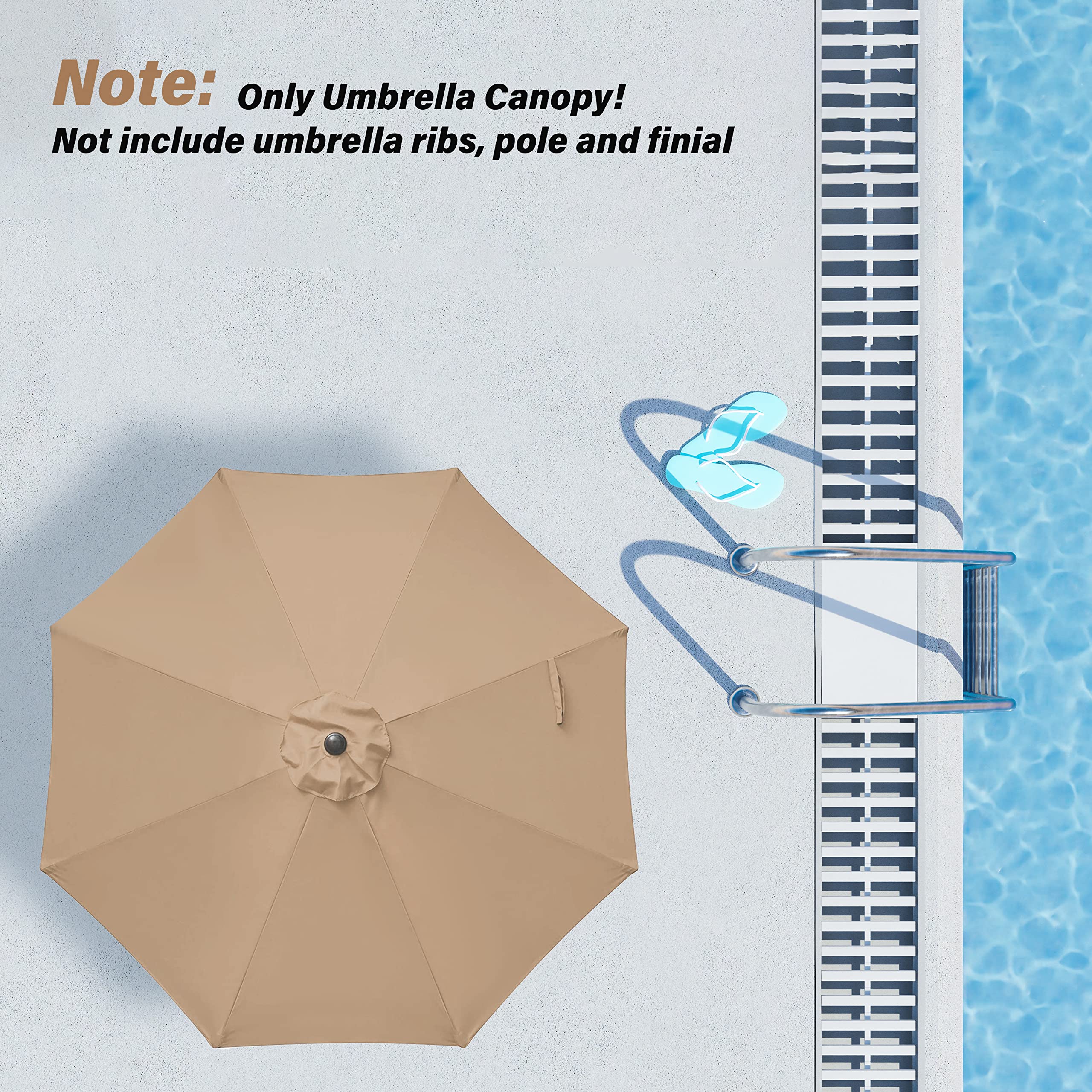 Simple Deluxe 9' patio umbrella canopy with 8 ribs