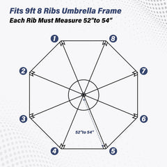 Simple Deluxe 9' patio umbrella replacement canopy side view