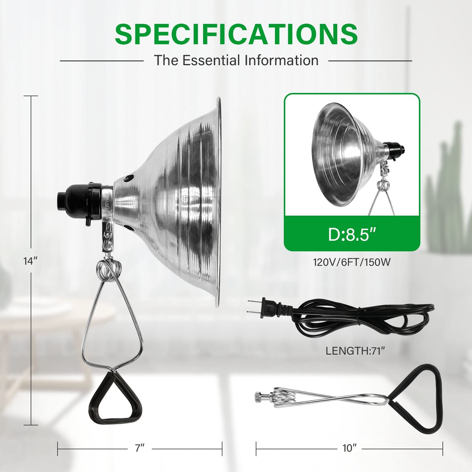 Simple Deluxe Clamp Light with 6-foot cord and switch