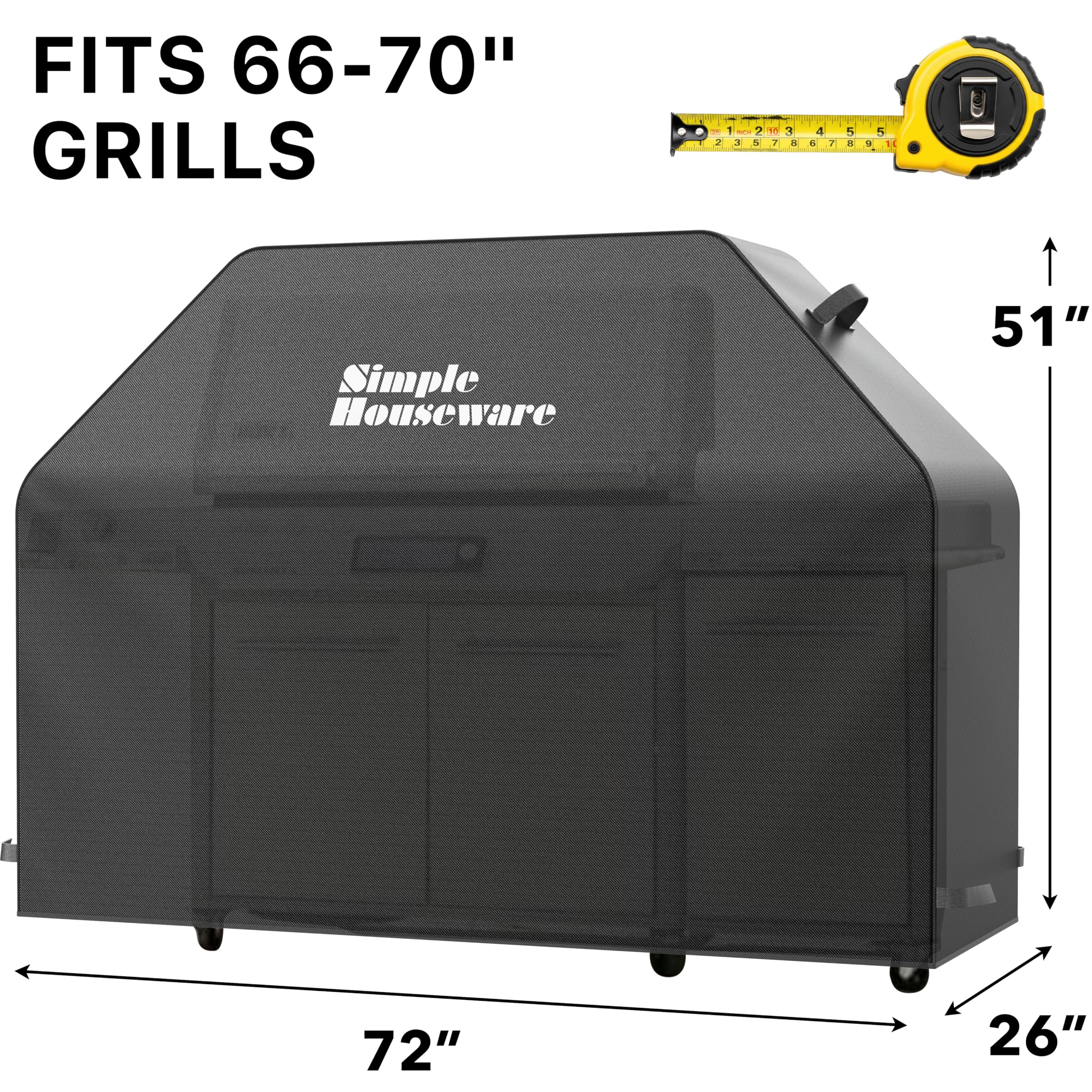 Simple Houseware grill cover with handles and fastening straps