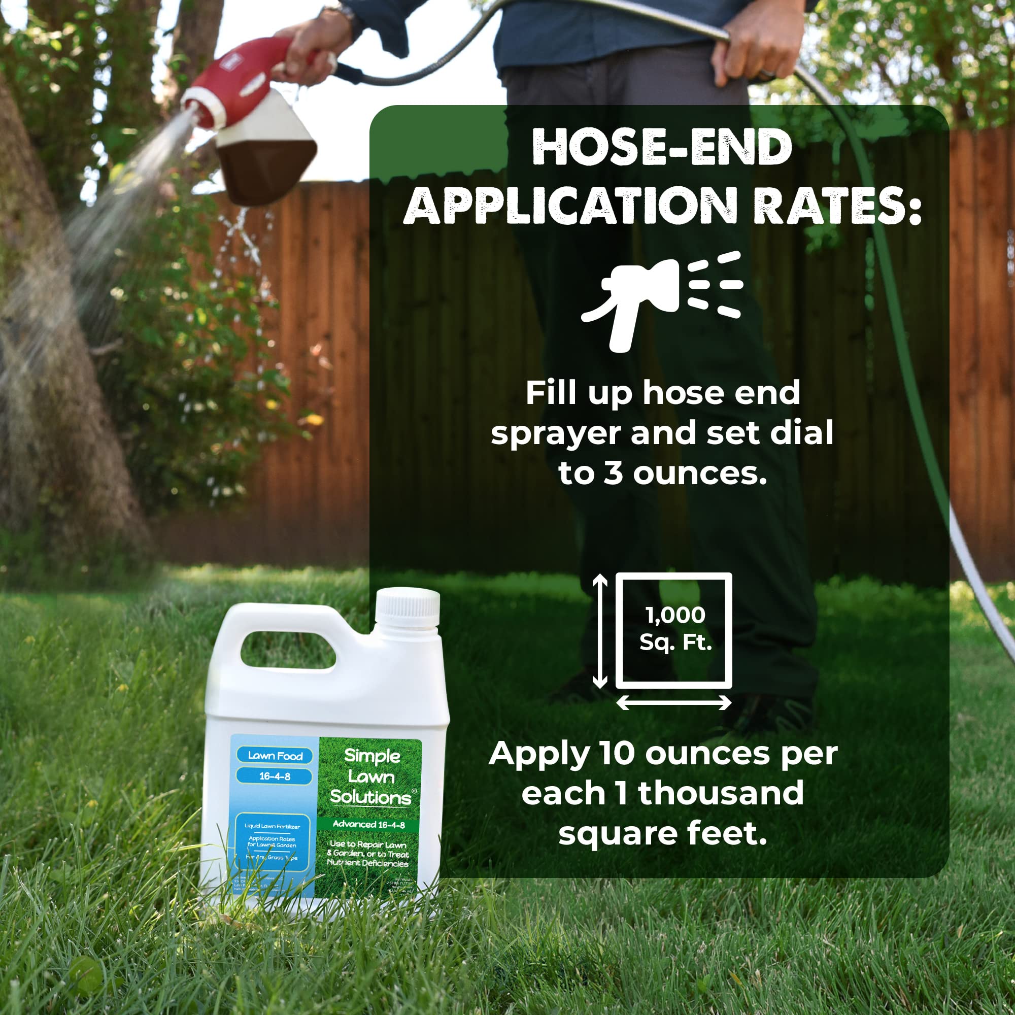 Simple Lawn Solutions 16-4-8 Liquid Fertilizer in garden setting