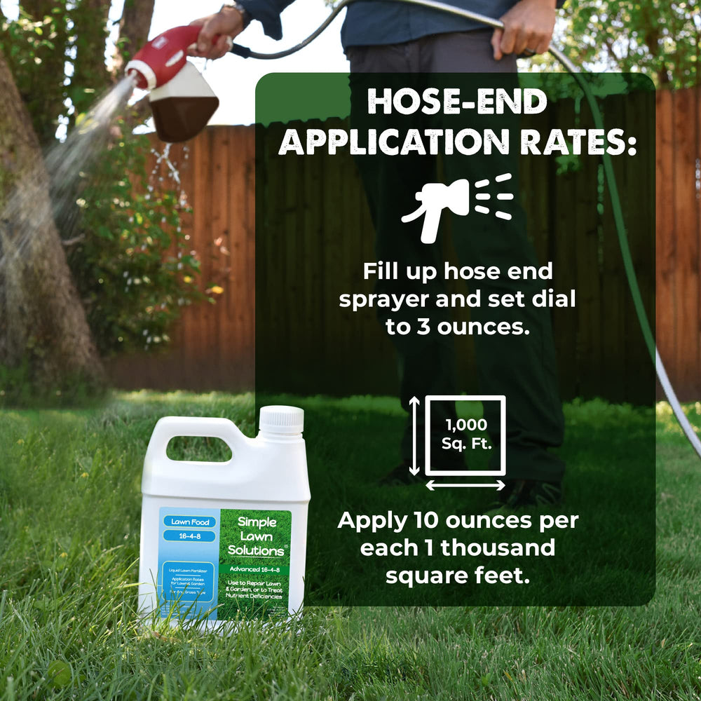 Simple Lawn Solutions 16-4-8 Liquid Fertilizer in garden setting