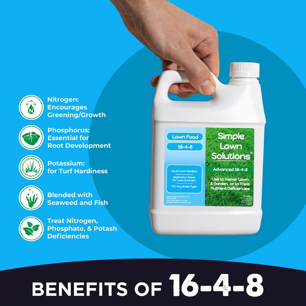 Simple Lawn Solutions 16-4-8 Liquid Lawn Fertilizer bottle side view