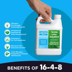 Simple Lawn Solutions 16-4-8 Liquid Lawn Fertilizer bottle side view