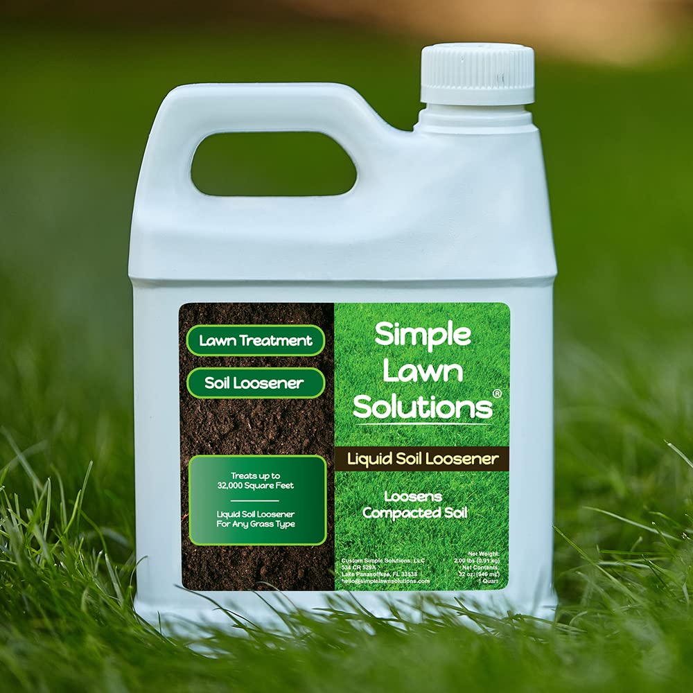 Simple Lawn Solutions Liquid Soil Loosener pouring into sprayer