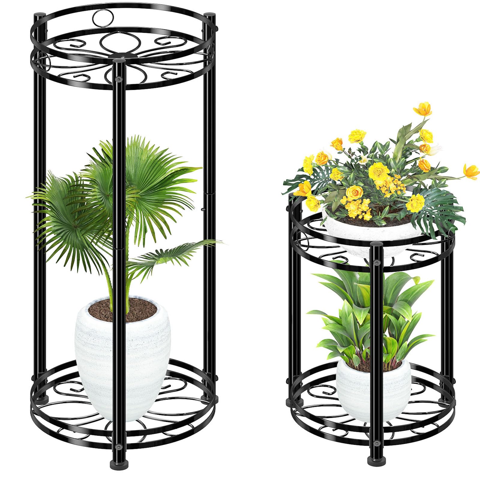 Simple Trending Round Plant Stand 31" height black model front view