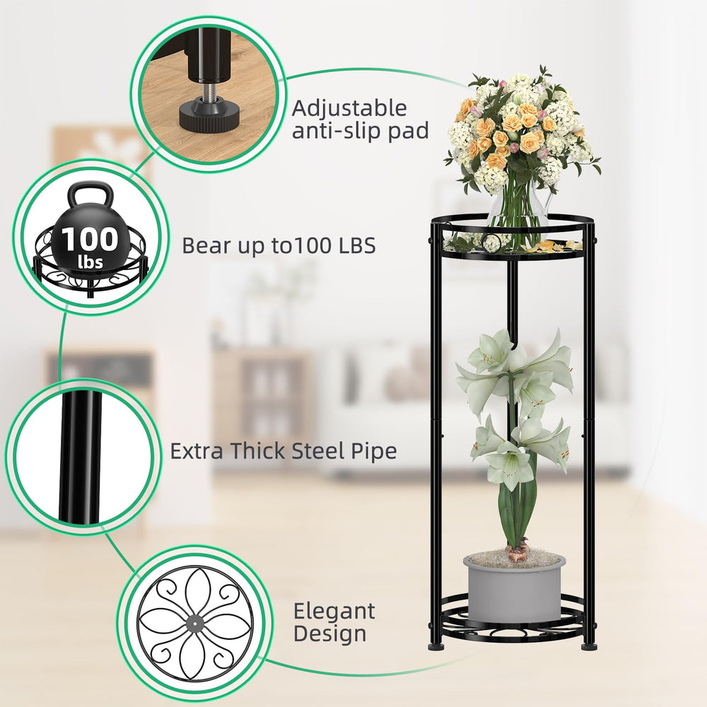 Simple Trending Round Plant Stand in outdoor garden setting