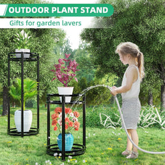 Simple Trending Round Plant Stand set of 2 displayed with indoor plants