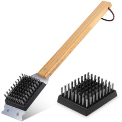 SIMPLETASTE Grill Brush and Scraper front view with stainless steel bristles