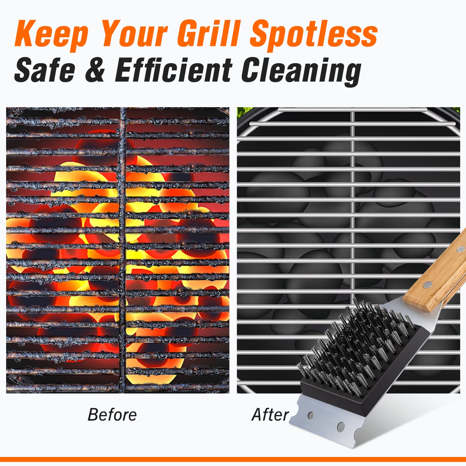 SIMPLETASTE Grill Brush on a barbecue grill cleaning surface