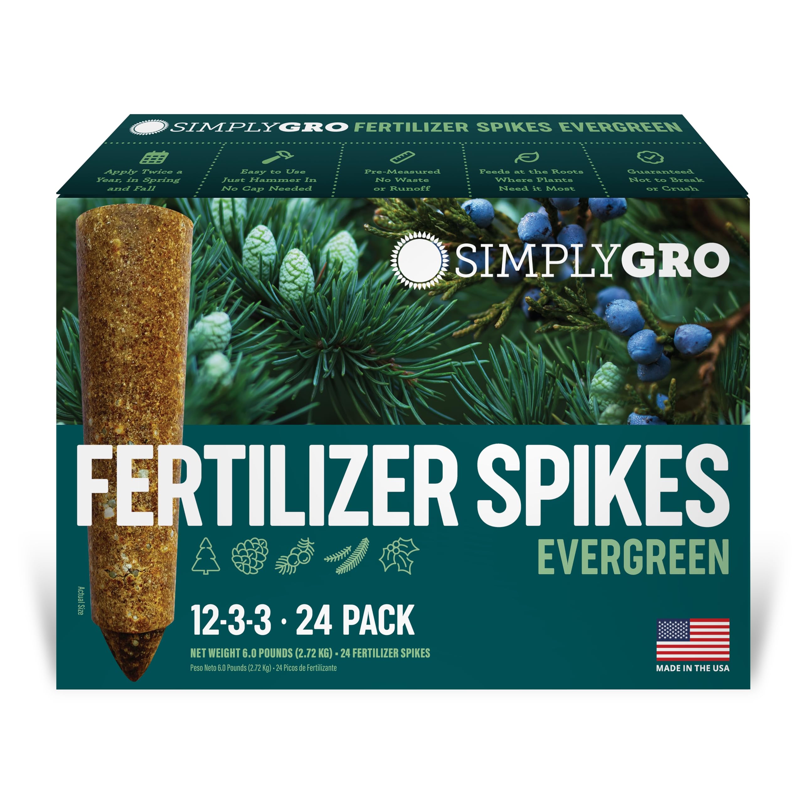 SimplyGro Fertilizer Spikes 24 count packaging front view