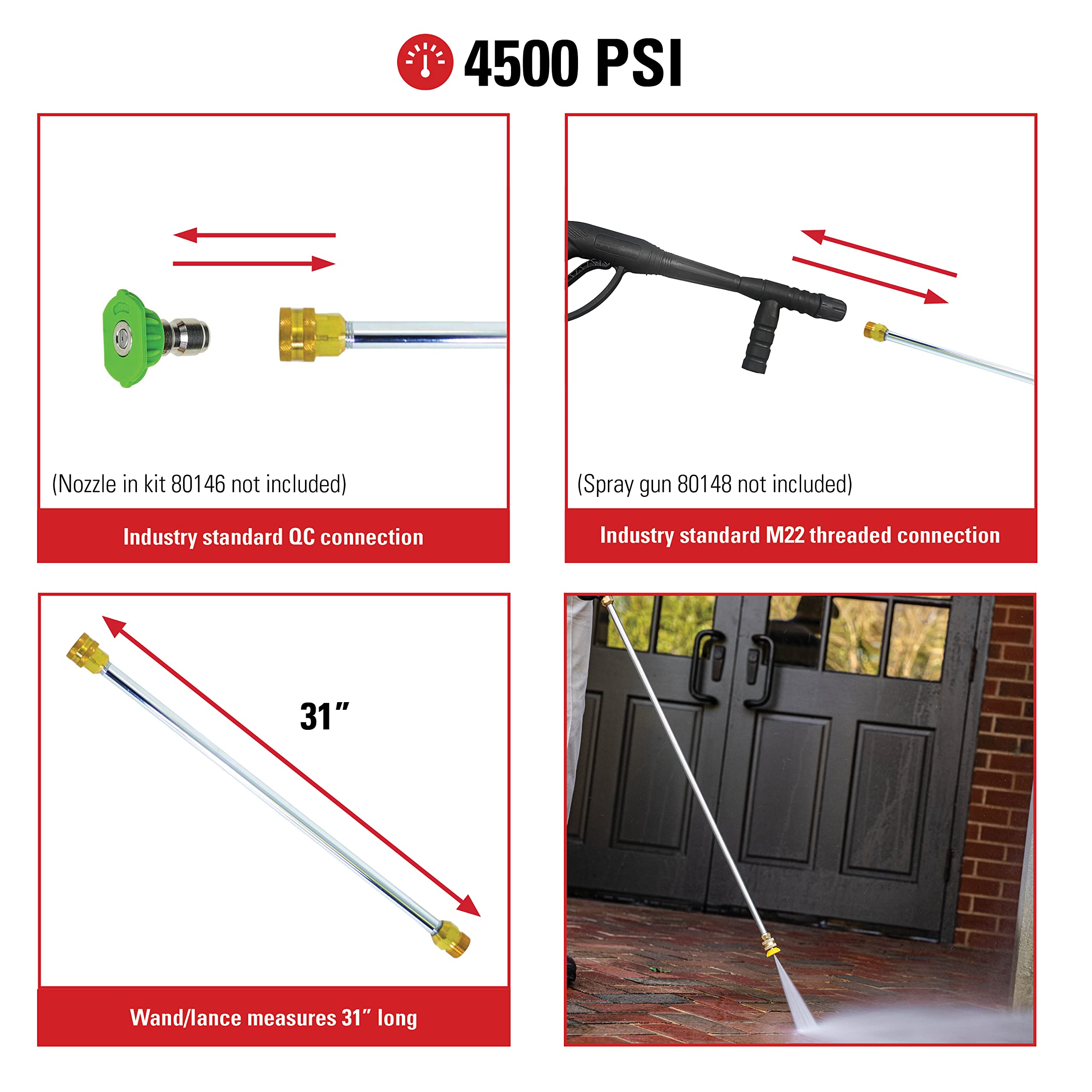 SIMPSON 31-inch pressure washer wand in use on patio