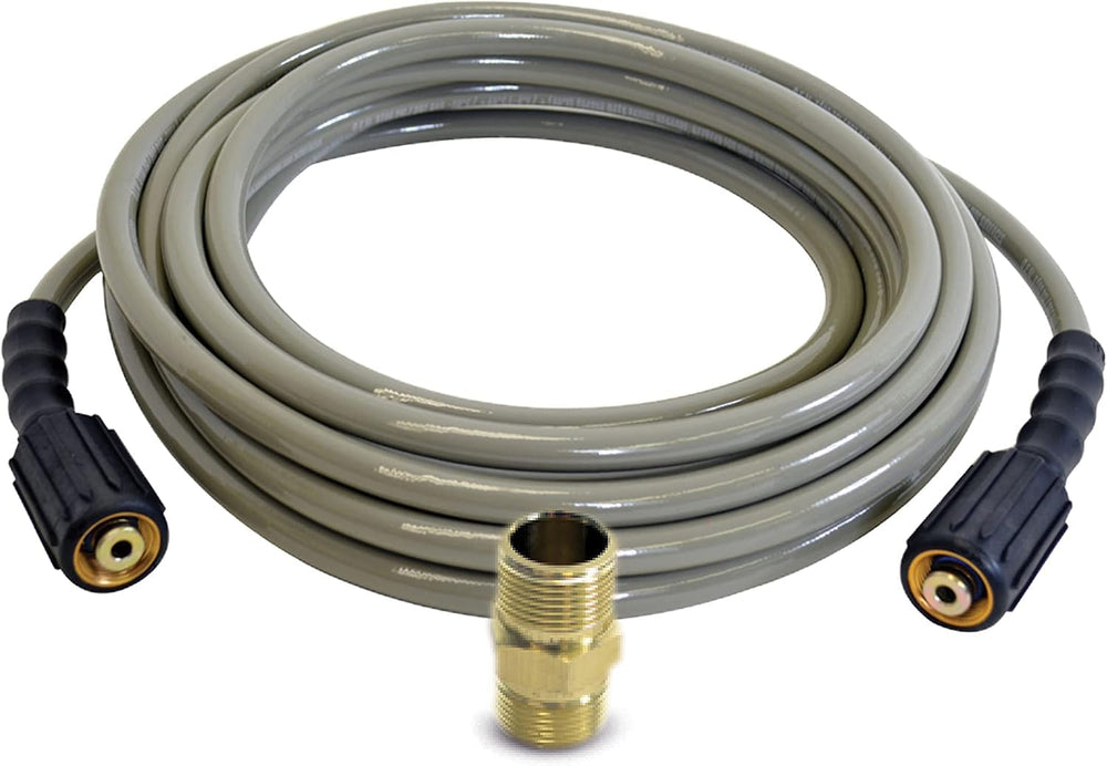 SIMPSON 50ft MorFlex Pressure Washer Hose on patio cleaning